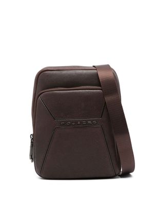 PIQUADRO logo-plaque leather shoulder bag - Brown