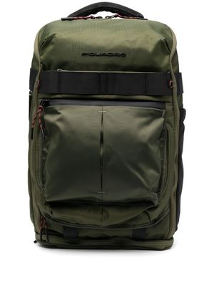 PIQUADRO logo-plaque zip-up backpack - Green