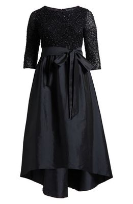 Pisarro Nights Sequin Bodice Taffeta Gown in Black