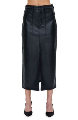 Pistola Alice Utility Faux Leather Midi Skirt in Slate Black