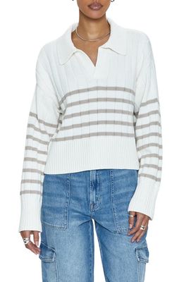 Pistola Arlo Stripe Cotton Polo Sweater in Ecru Taupe Stripe