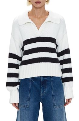 Pistola Arlo Stripe Cotton Polo Sweater in Midnight Cream Stripe