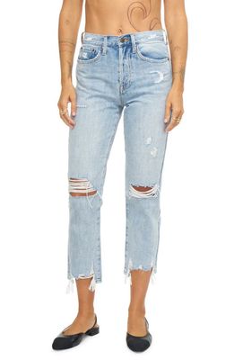 Pistola Charlie Ripped High Waist Crop Straight Leg Jeans in Shore Distressed