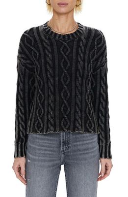 Pistola Eva Rib Knit Frayed Edge Cotton Sweater in Sandwashed Black