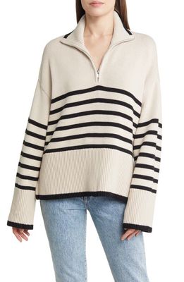 Pistola Karina Stripe Quarter Zip Sweater in Midnight Dove Stripe