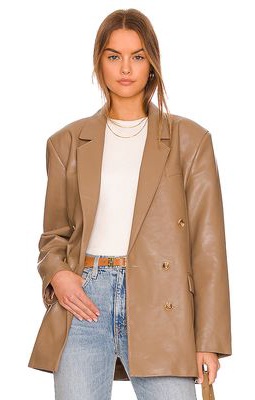 PISTOLA Roman Oversized Double Breasted Blazer in Taupe