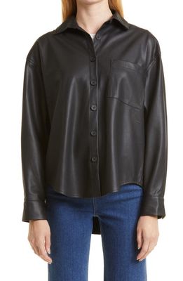 Pistola Sloane Faux Leather Overshirt in Slate Black