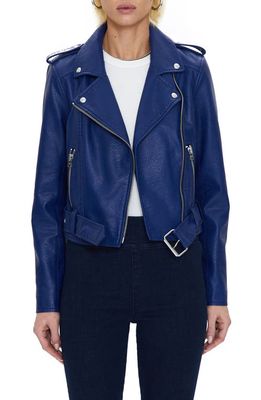 Pistola Tracy Faux Leather Moto Jacket in Electric Blue