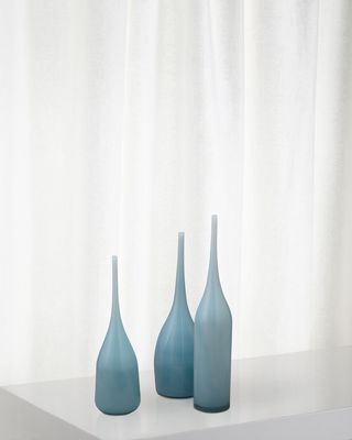 Pixie Decorative Vases in Periwinkle Blue Glass, Set of 3