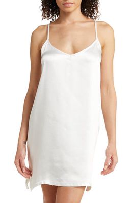 PJ Salvage Aloe Infused Relaxed Fit Satin Nightgown in White