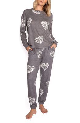 PJ Salvage Bless Heart Peachy Pajamas in Heather Charcoal