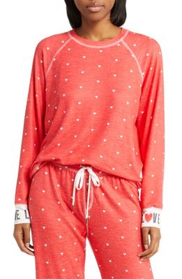 PJ Salvage Cozy Love Peachy Pajama Top in Cherry Red