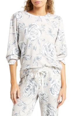 PJ Salvage Floral Print Long Sleeve Pajama Top in Oatmeal