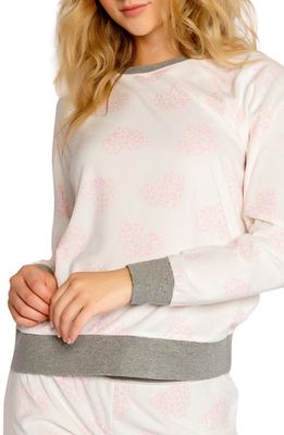 PJ Salvage Live Grate Relaxed Fit Velour Pajama Sweatshirt in Ivory