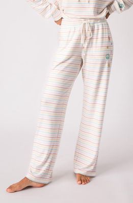 PJ Salvage Livin' Sunshine Stripe Drawstring Pajama Pants in Ivory