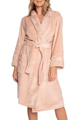 PJ Salvage Luxe Plush Faux Fur Trim Robe in Blush