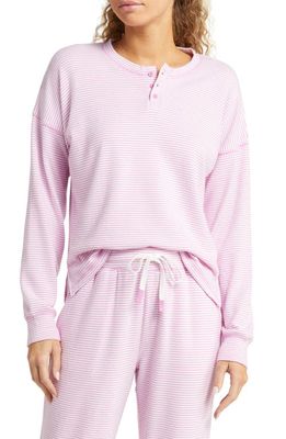 PJ Salvage Ministripe Pajama Top in Rose Pink