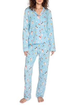 PJ Salvage Play Print Knit Pajamas in Sky Blue