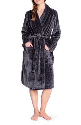PJ Salvage Plush Cable Robe in Charcoal