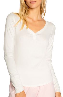 PJ Salvage Pointelle Hearts V-Neck Top in Ivory