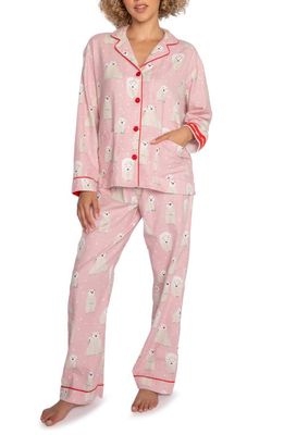 PJ Salvage Polar Bear Polka Dot Cotton Flannel Pajamas in Pink Dream