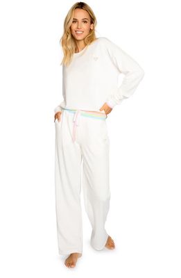 PJ Salvage Positive Vibes Fleece Pajamas in Ivory
