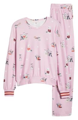 PJ Salvage Rescue Pups Print Peachy Pajamas in Pink Orchid