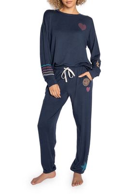 PJ Salvage Stoney Mind Terry Pajamas in Navy
