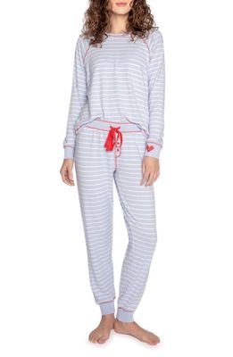 PJ Salvage Stripe Peachy Pajamas in Blue Mist