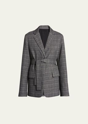 Plaid Belted Suiting Jacket