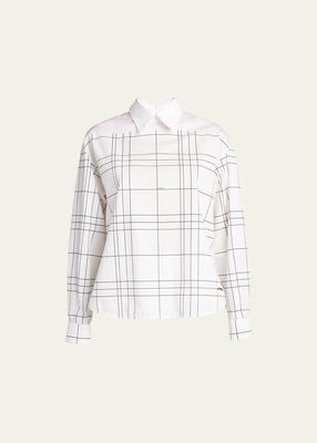 Plaid Cotton Top with Button-Up Back