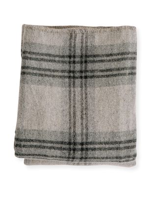 Plaid Merino Wool Blanket, Fog Ledge
