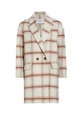 Plaid Wool-Blend Oversized Double-Breasted Coat