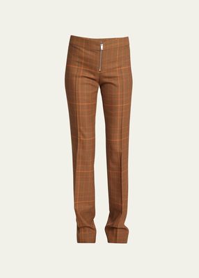 Plaid Zip-Front Trousers