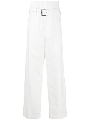 Plan C belted wide-leg trousers - White