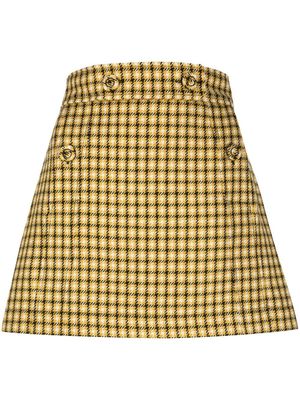 Plan C check-print button skirt - Yellow