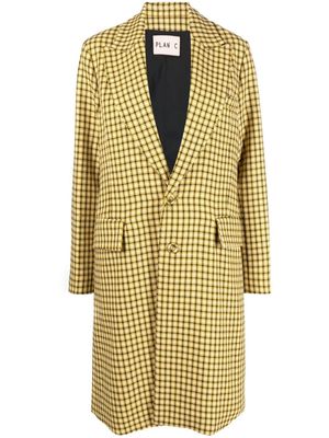 Plan C checked single-breasted coat - Yellow