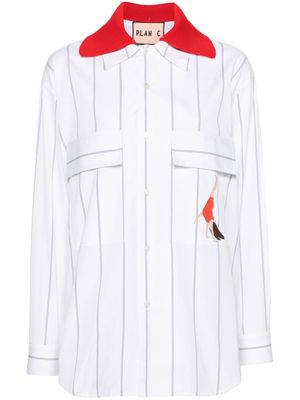 Plan C detachable-collar striped shirt - White