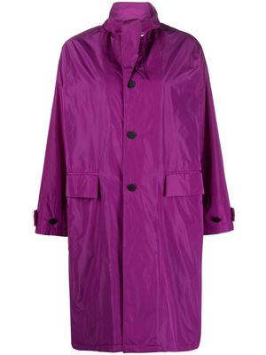 Plan C detachable-collar taffeta midi coat - Purple