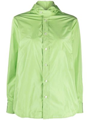 Plan C detachable-hood taffeta shirt - Green