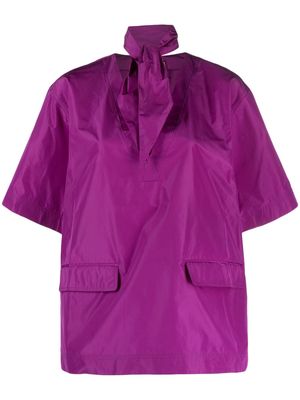 Plan C detachable-scarf taffeta blouse - Purple