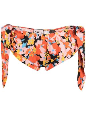 Plan C floral-print bikini bottoms - Orange