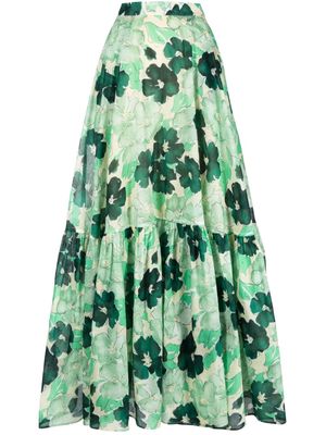 Plan C floral-print full skirt - Green