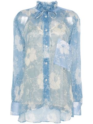 Plan C floral silk shirt - Blue
