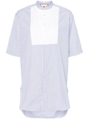 Plan C halo-stripe panelled cotton shirt - White