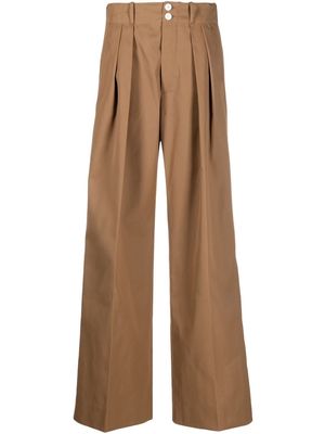 Plan C pleated high-waisted trousers - Brown