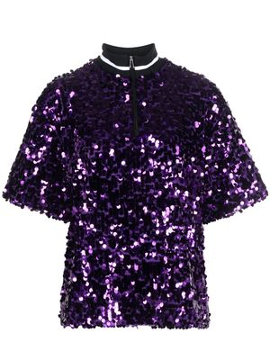 Plan C sequined short-sleeve T-shirt - Purple