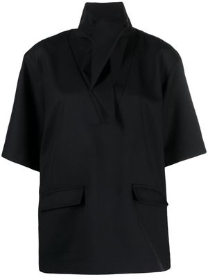 Plan C short-sleeve wool shirt - Black