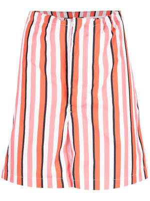 Plan C striped drawstring cotton bermuda shorts - Pink