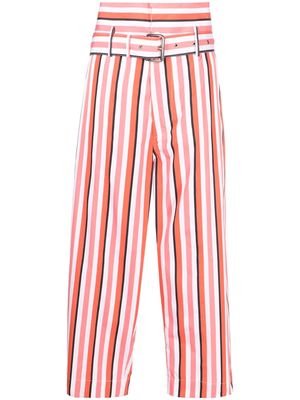 Plan C striped high-waisted cropped trousers - Pink